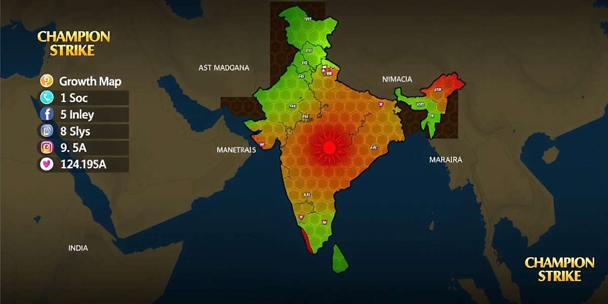 Champion Strike - Download Distribution Across India Champion Strike Download Growth Map in India
